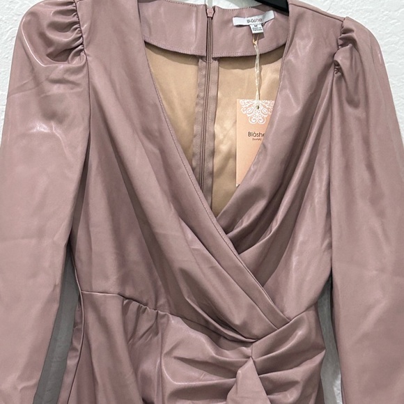 BLASHE • Long Sleeve Mauve Faux Leather Dress • sz Med - Picture 4 of 7